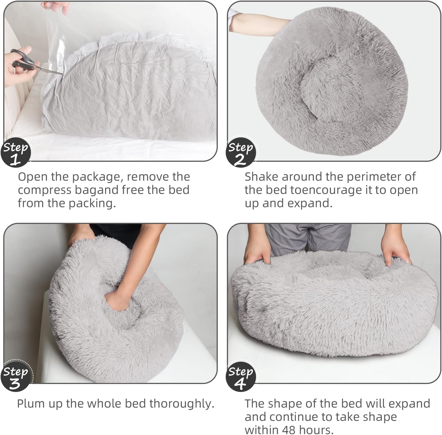 Cama para gatos de interior, cama relajante de felpa suave y relajante de 20 pulgadas para gatos o perros pequeños, medianos y pequeños, cama