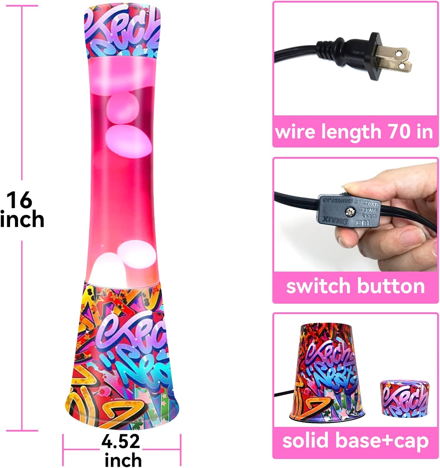 Luz nocturna para adultos, lámparas de cera grandes de 16 pulgadas con color blanco líquido de cera fresca, lámpara de mesa de estado de ánimo,