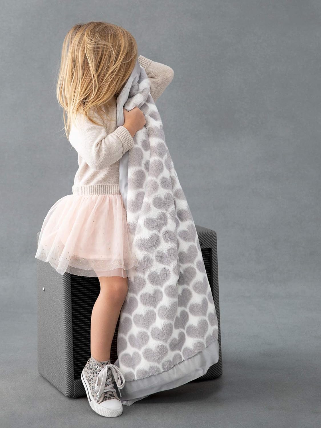 Little Giraffe Luxe Heart Army – Manta de bebé de 29 x 35 pulgadas, color plateado
