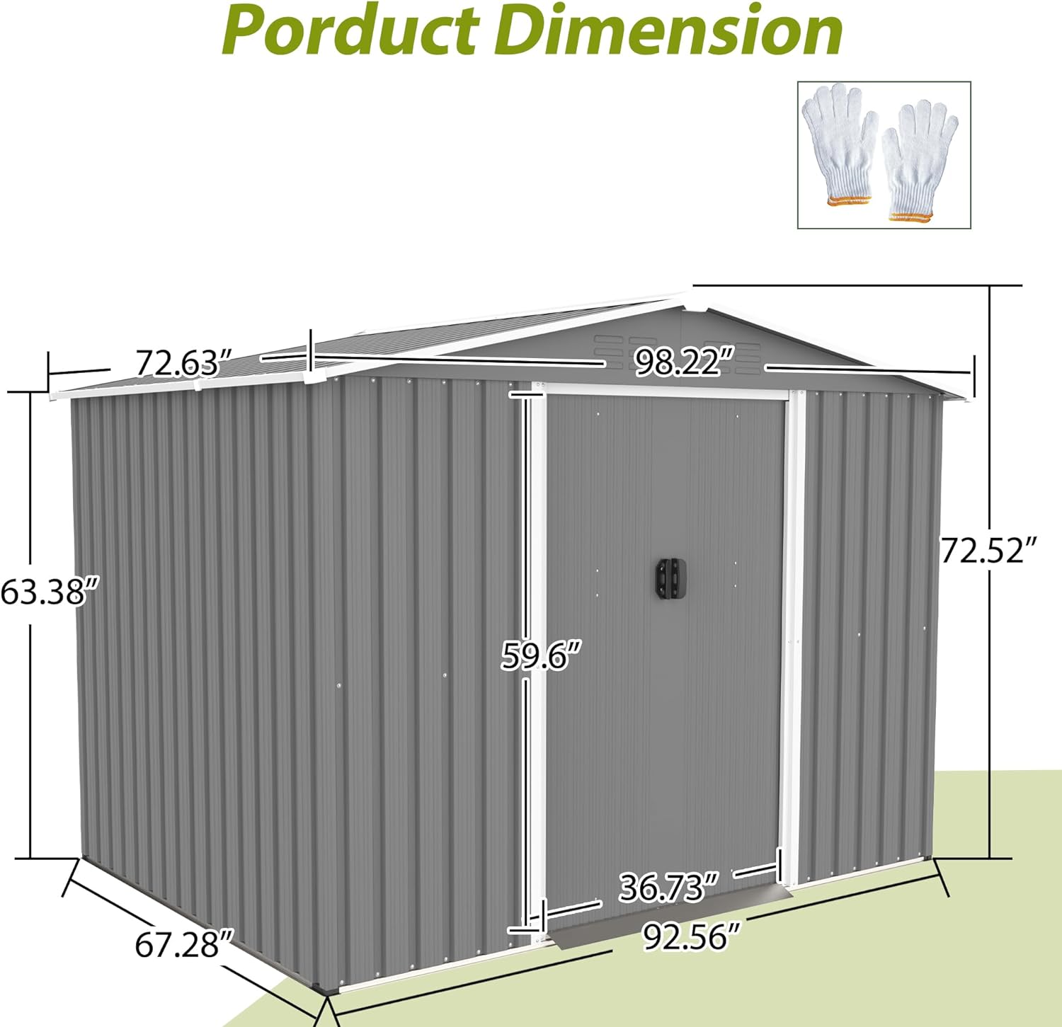 Goohome Cobertizo de almacenamiento de metal para jardín exterior de 6 x 8 pies, cobertizo de almacenamiento de metal con puerta bloqueable,