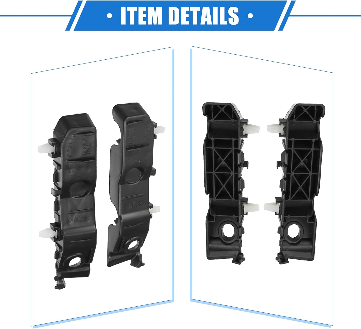 VekAuto 1 par de soportes de parachoques soporte Fender cubierta compatible para Kia Forte 2010 2011 2012 2013, plástico duradero negro delantero