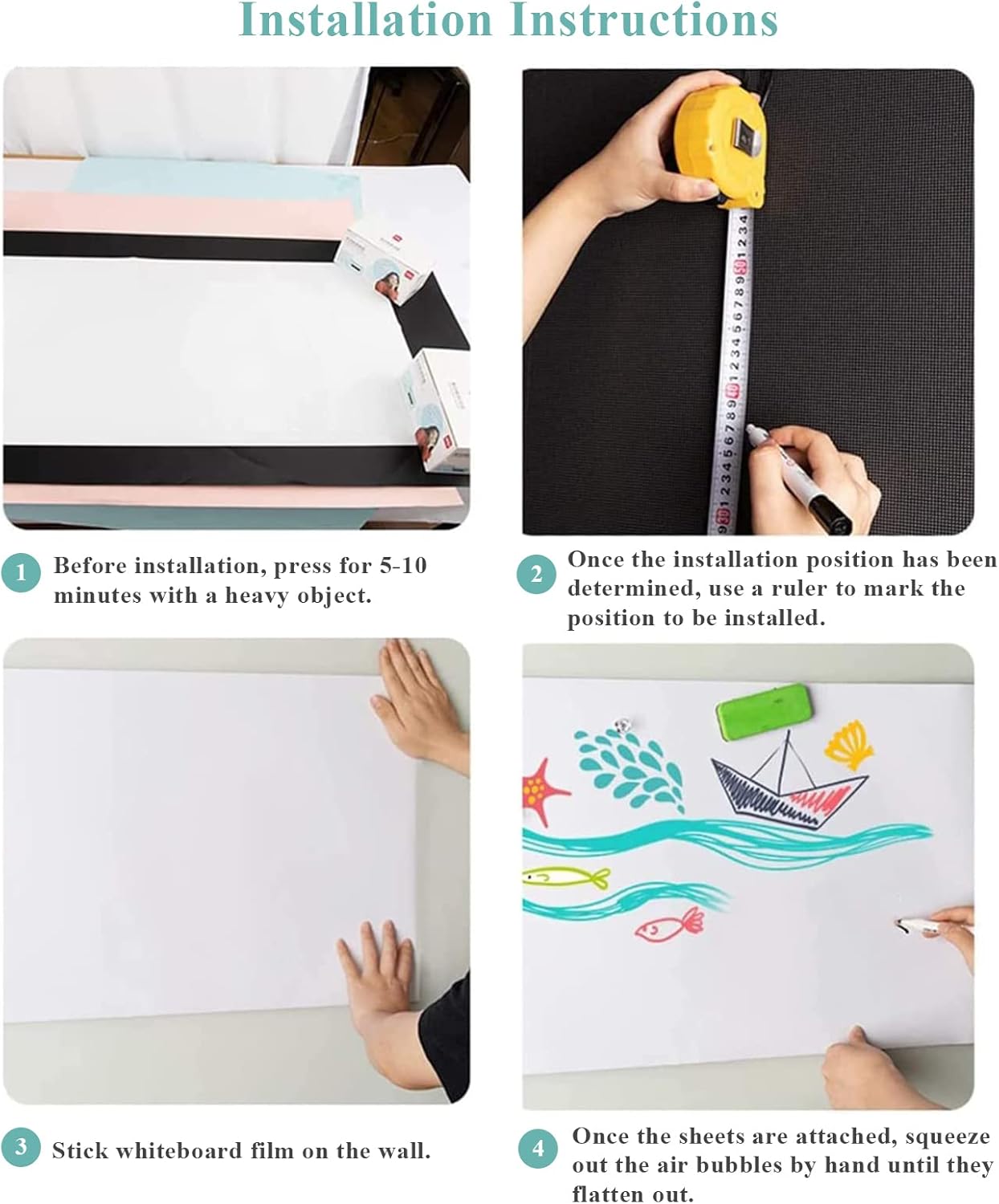 Papel magnético de borrado en seco, 24 x 39 pulgadas, pizarra blanca autoadhesiva para pared, fácil de escribir y limpiar, pizarra de borrado en