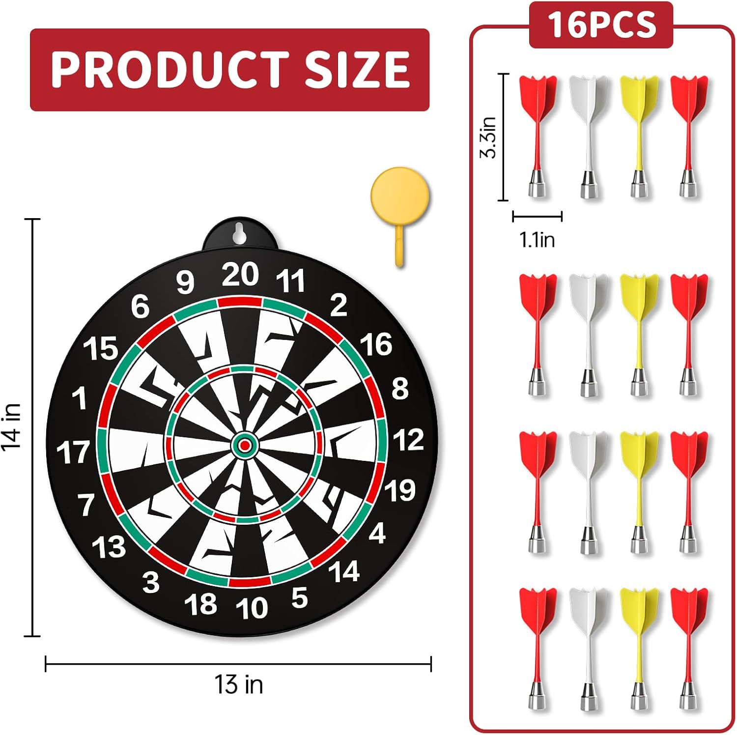 16 piezas de tablero de dardos magnético, tablero de dardos magnético para interiores y exteriores, juego divertido para juegos de fiesta, juguetes