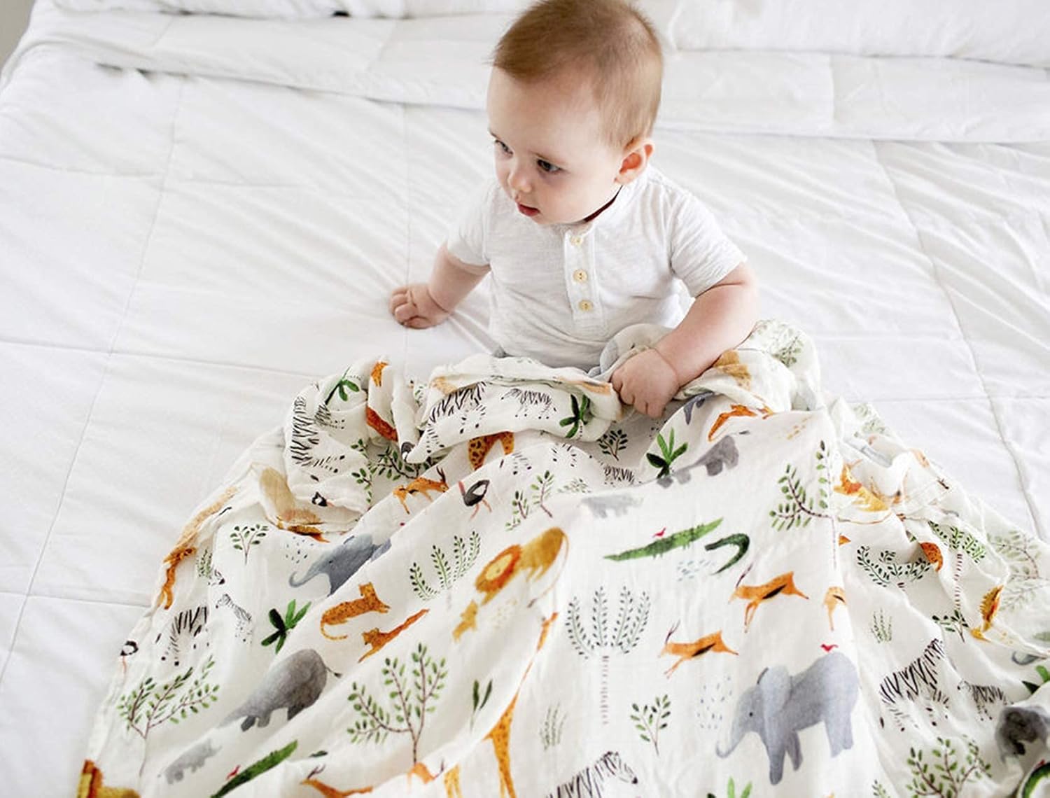 Loulou Lollipop  Manta suave de muselina para bebé, manta de recepción premium, manta envolvente para bebe de 47″ x 47″ para niñas y niños