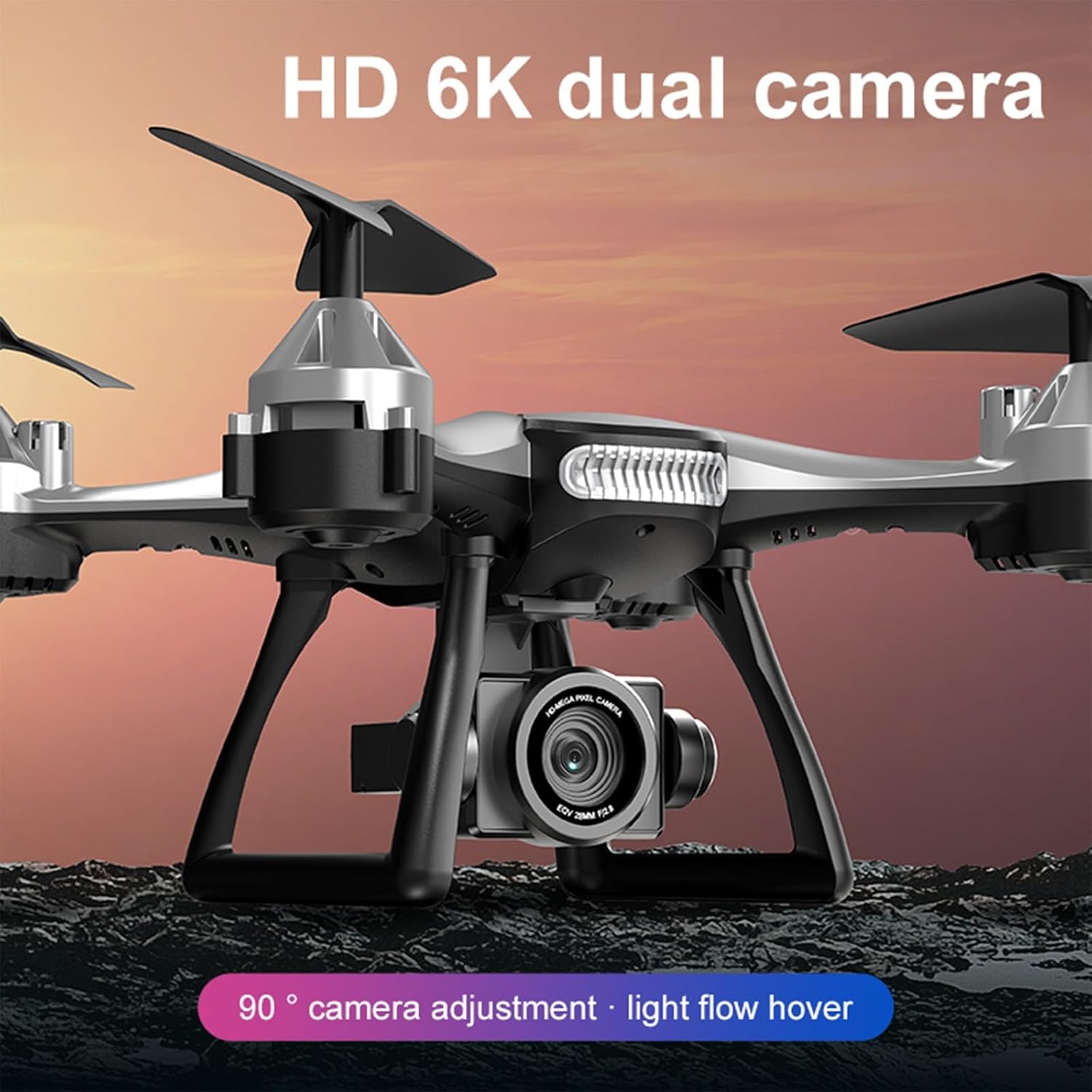 Gbsell Drone con cámara 4K para adultos, helicóptero cuadricóptero RC con retorno automático, sígueme, motor sin escobillas, vuelo circular, vuelo