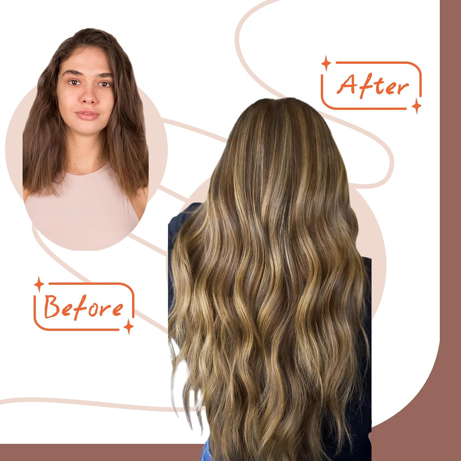Sunny – Extensiones de cabello humano con cinta adhesiva, color marrón oscuro, color rubio caramelo, lacio sedoso para mujer, 20 pulgadas, 1.76oz,