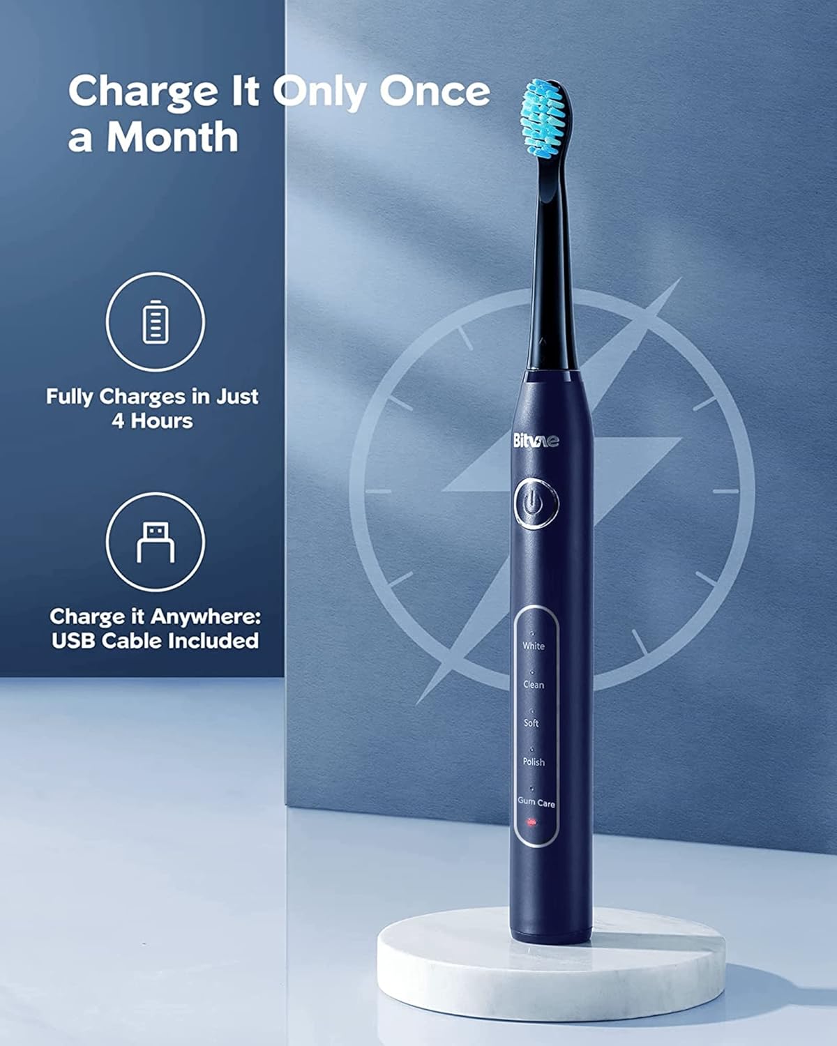 Bitvae Paquete de cepillos de dientes eléctricos ultrasónicos y giratorios para adultos y niños, cepillos de dientes recargables sónicos aceptados