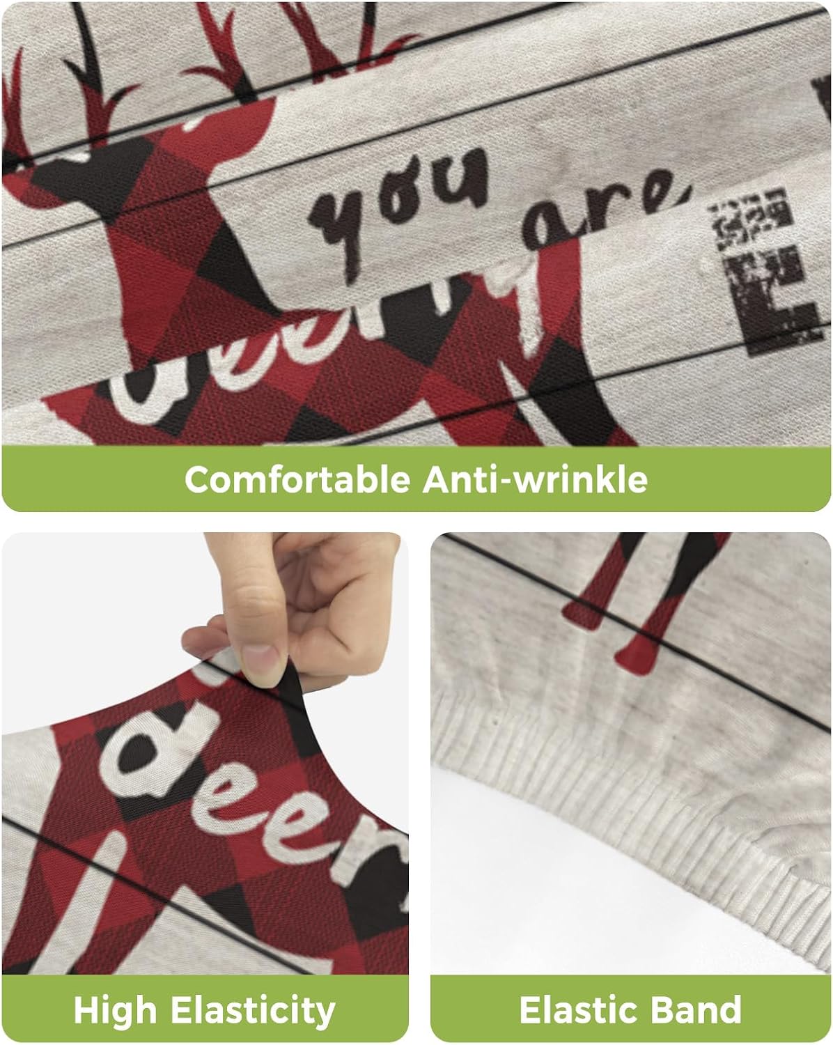 Bar Stool Covers Reindeer Shape Stretch Removable Bar Chair Cover I Love You Red Buffalo Check Plaid Wooden Counter Slipcovers for Kitchen Pub