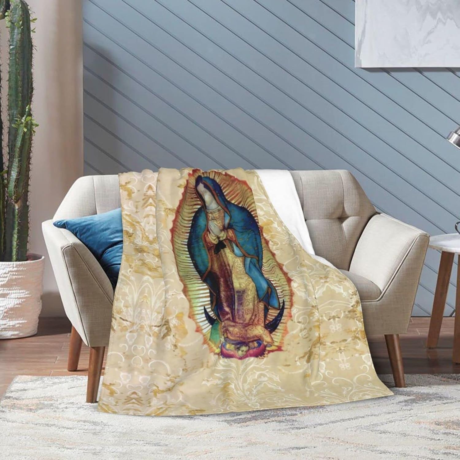 GLGFAS Manta de Nuestra Señora de Guadalupe de franela ultra suave y ligera para sofá, cama, uso en todas las estaciones, 80 x 60 pulgadas