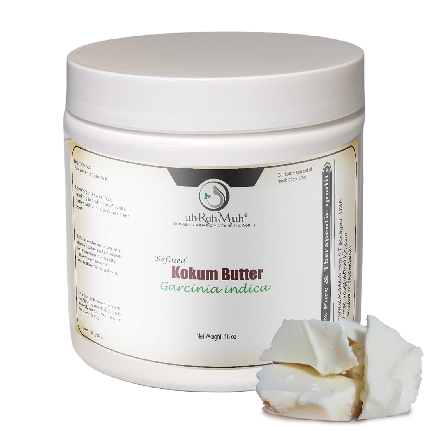 Mantequilla Kokum refinada de alta calidad, ingrediente perfecto para el cuidado de la piel y productos para el cuidado del cabello, ideal para