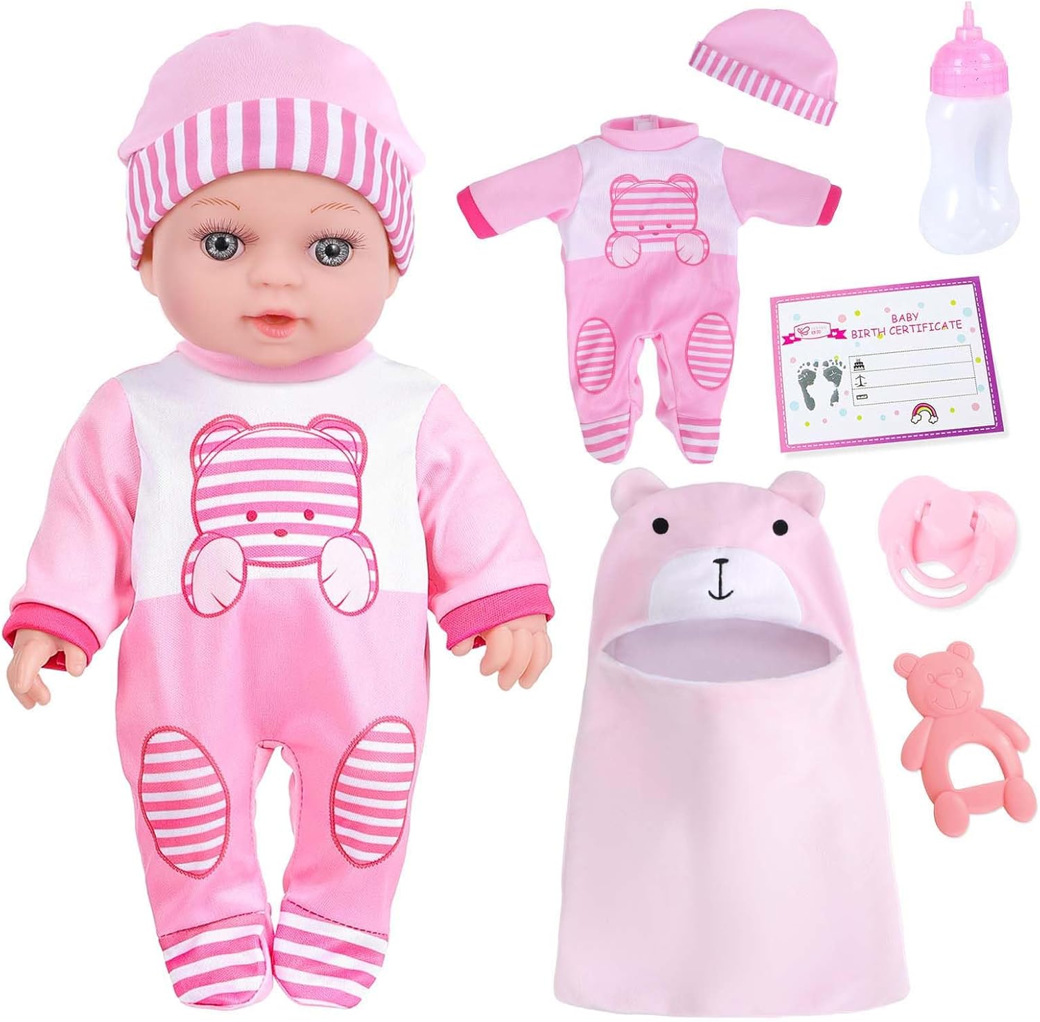 Muñeca de bebé realista de 12 pulgadas con accesorios y ropa, muñecas recién nacidas de silicona suave de 12 pulgadas en caja de regalo con saco de