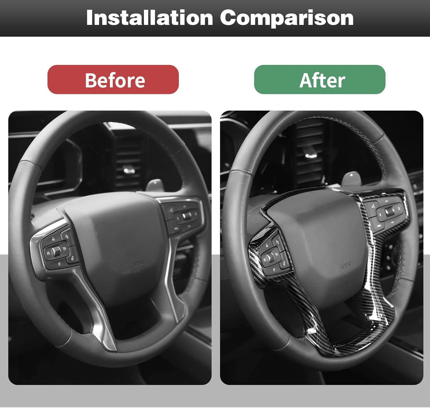 CheroCar Fundas para volante, accesorios interiores para Chevrolet Suburban 2020-2023, para Chevrolet Tahoe 2021-2023, para Chevrolet Silverodo