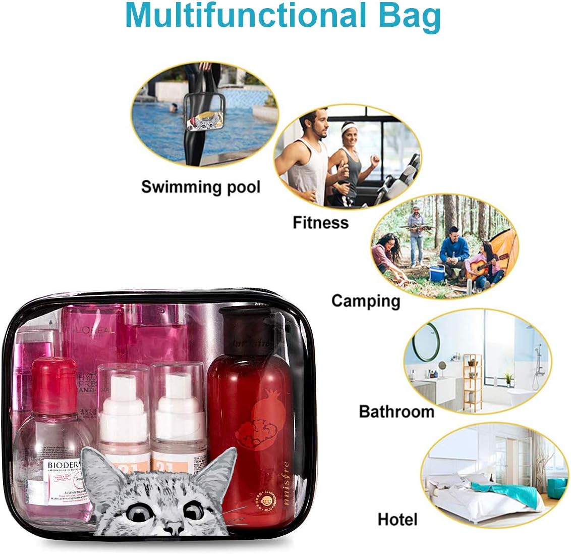 Neceseres de maquillaje, bolsas y estuches de plástico impermeable, bolsa de viaje de PVC transparente, organizador de cepillos para hombres y