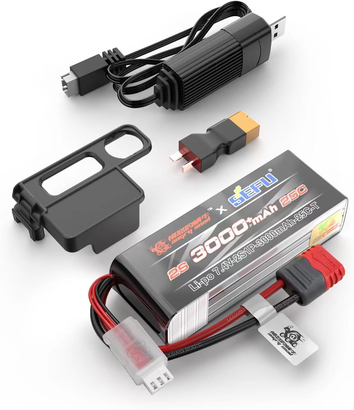 HYPER GO Angry Snail 2S3000 RC Accesorios de actualización de coche 2S 7.4V 3000 mAh 25C LiPo Batería, piezas de repuesto RC Batería todo escala 114