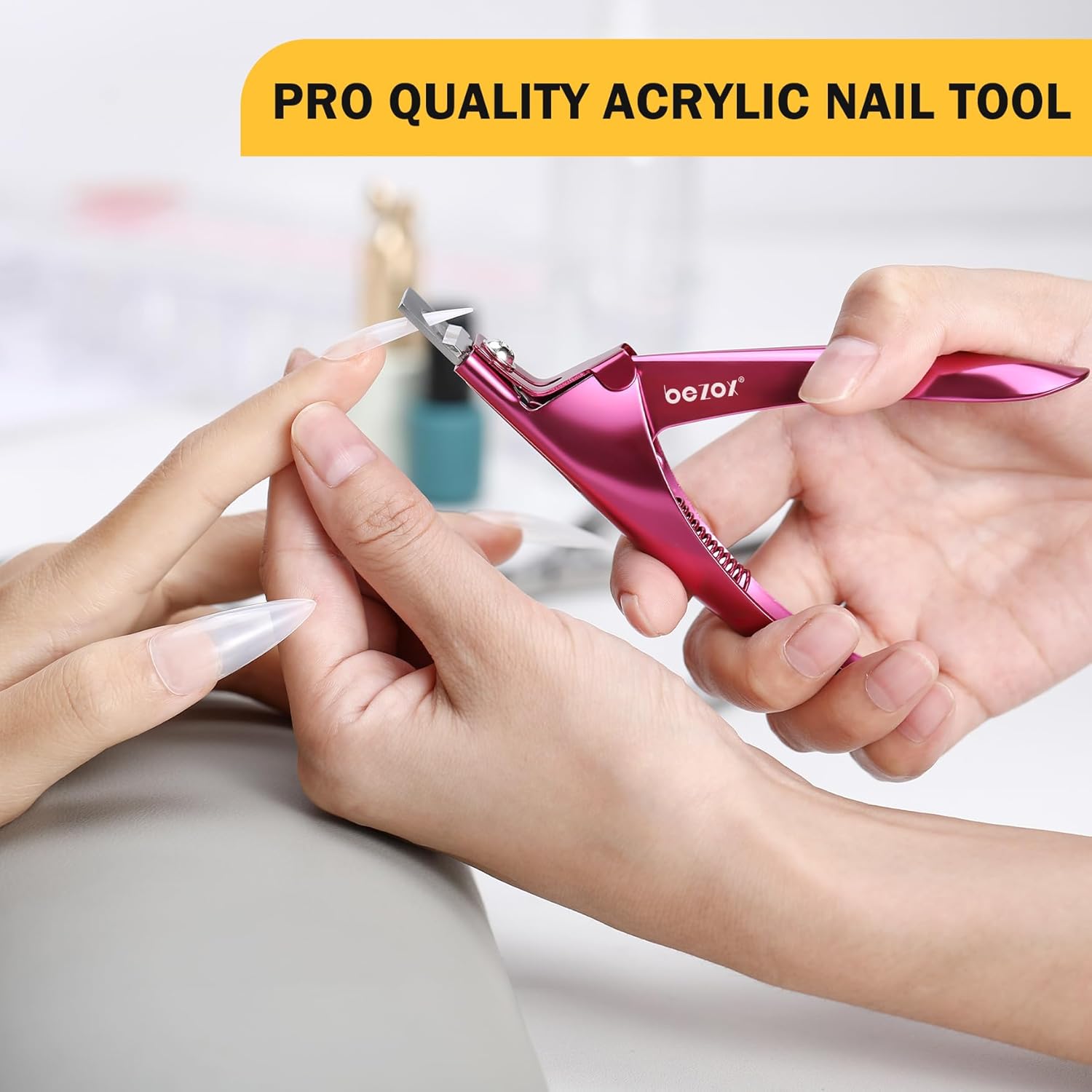BEZOX Sharp Blade – Cortaúñas acrílicas, cortadores de puntas de uñas profesionales y de alta precisión, cortador de uñas postizas para puntas de