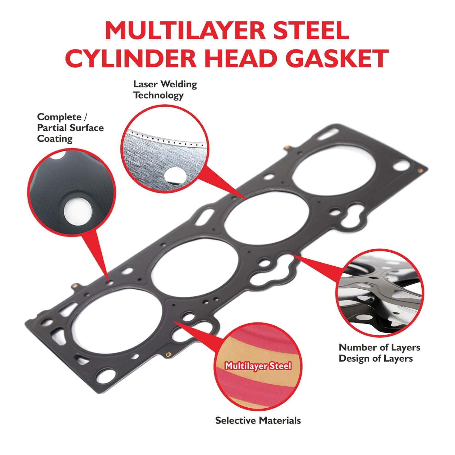 Mplus 26207PT – Junta de culata compatible con 02-07 para Mazda MPVpara Ford Escape Taurus Five Hundred Freestylepara Mercury Sable Montego 3.0L V6