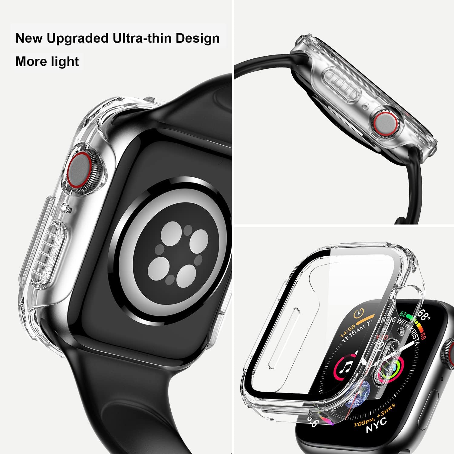 Mesime Funda resistente compatible con Apple Watch Series 9, 8, 7, 1.614 in con protector de pantalla de vidrio templado, funda para iWatch