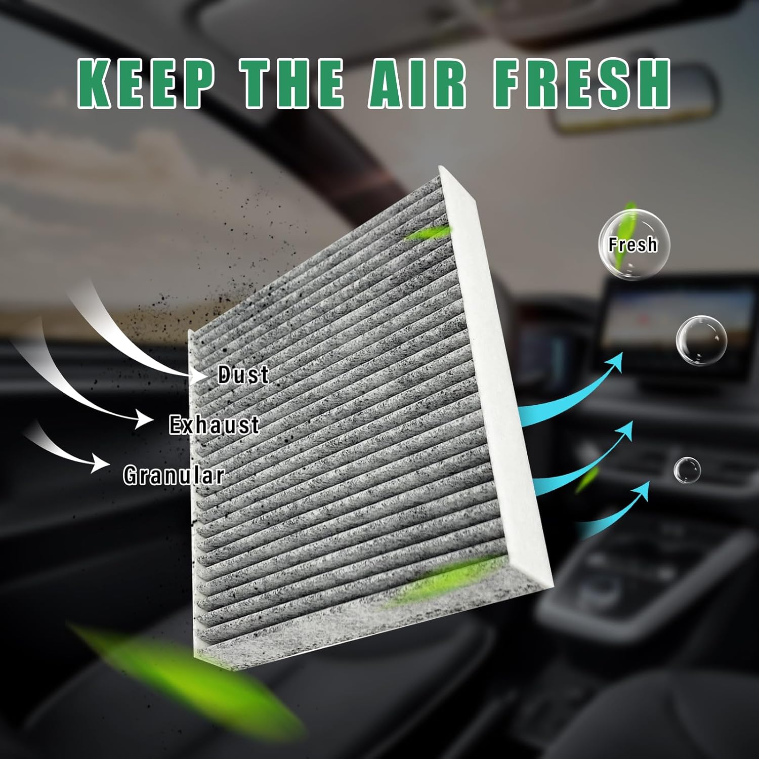 Filtro de aire de repuesto para pasajeros de automóvil, filtro de aire de cabina premium que incluye carbón activado, filtros de aire de