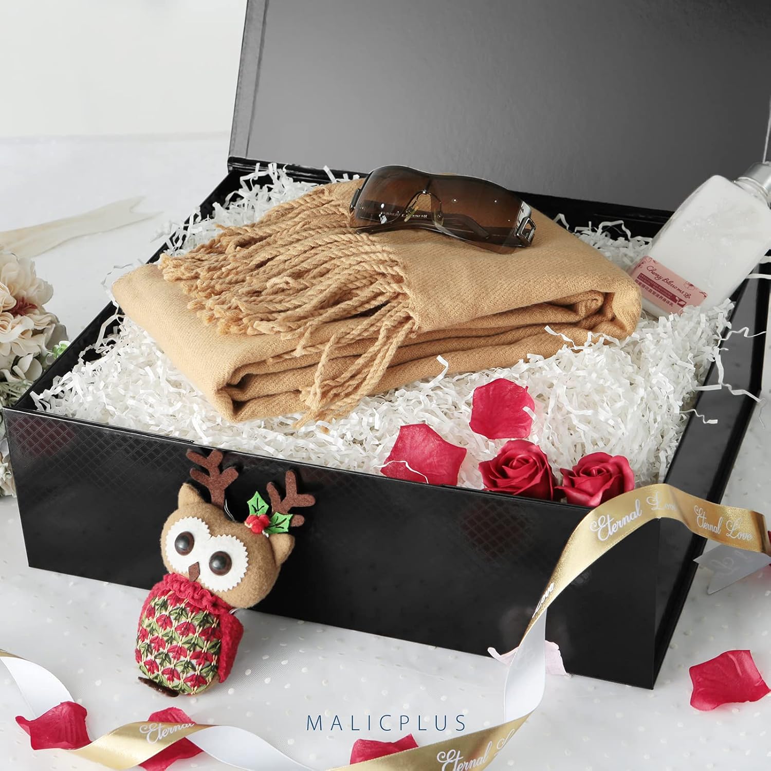 Caja de regalo extragrande, 16.3 x 14.2 x 5 pulgadas, caja de regalo negra para ropa y regalos grandes, caja de regalo con cierre magnético para