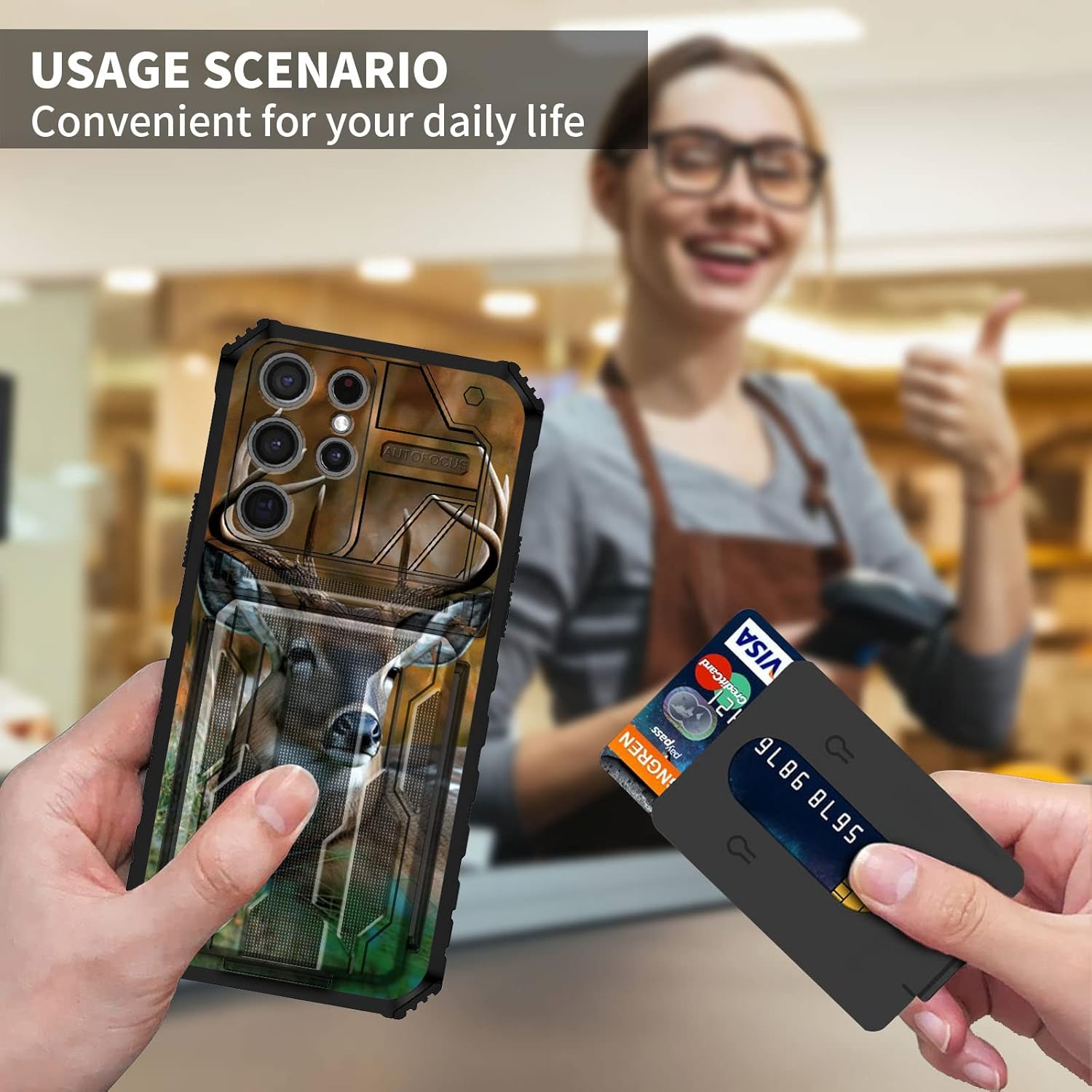 Funda tipo cartera para Samsung Galaxy S23 Ultra, de doble capa, resistente, a prueba de golpes, con ranura para tarjetas desmontable y función
