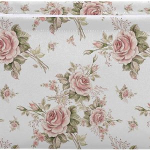 ALAZA Caja de almacenamiento plegable con hojas de rosas rosadas, canastas organizadoras con asas para estantes, armario, sala de estar, dormitorio, ALAZA Caja de almacenamiento plegable con hojas de rosas rosadas, canastas organizadoras con asas para estantes, armario, sala de estar, dormitorio,