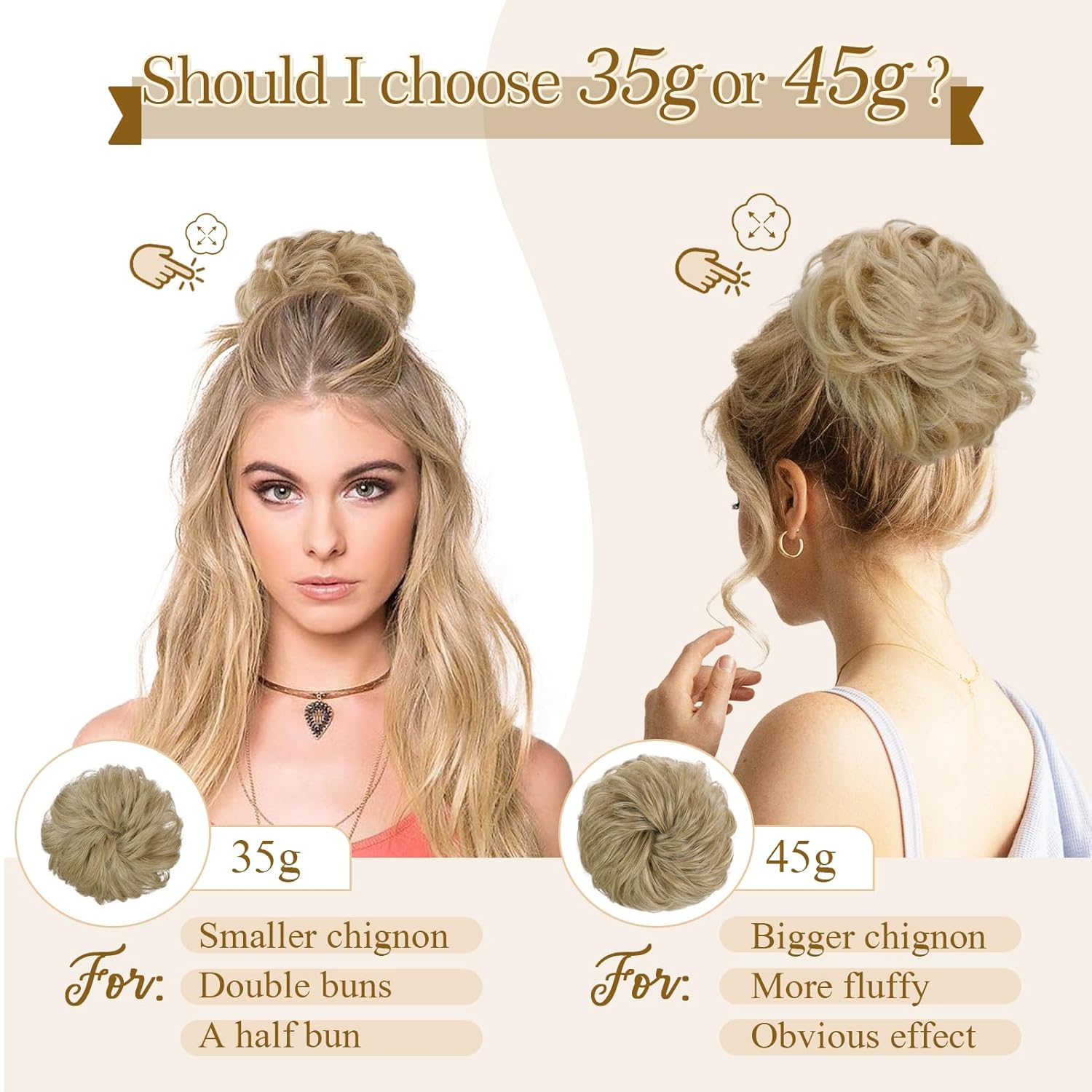 Earfodo Moño desordenado para mujer, moño sintético para mujer, extensiones de cabello de aspecto natural para uso diario, 1 unidad (1.59 oz, 8 L)