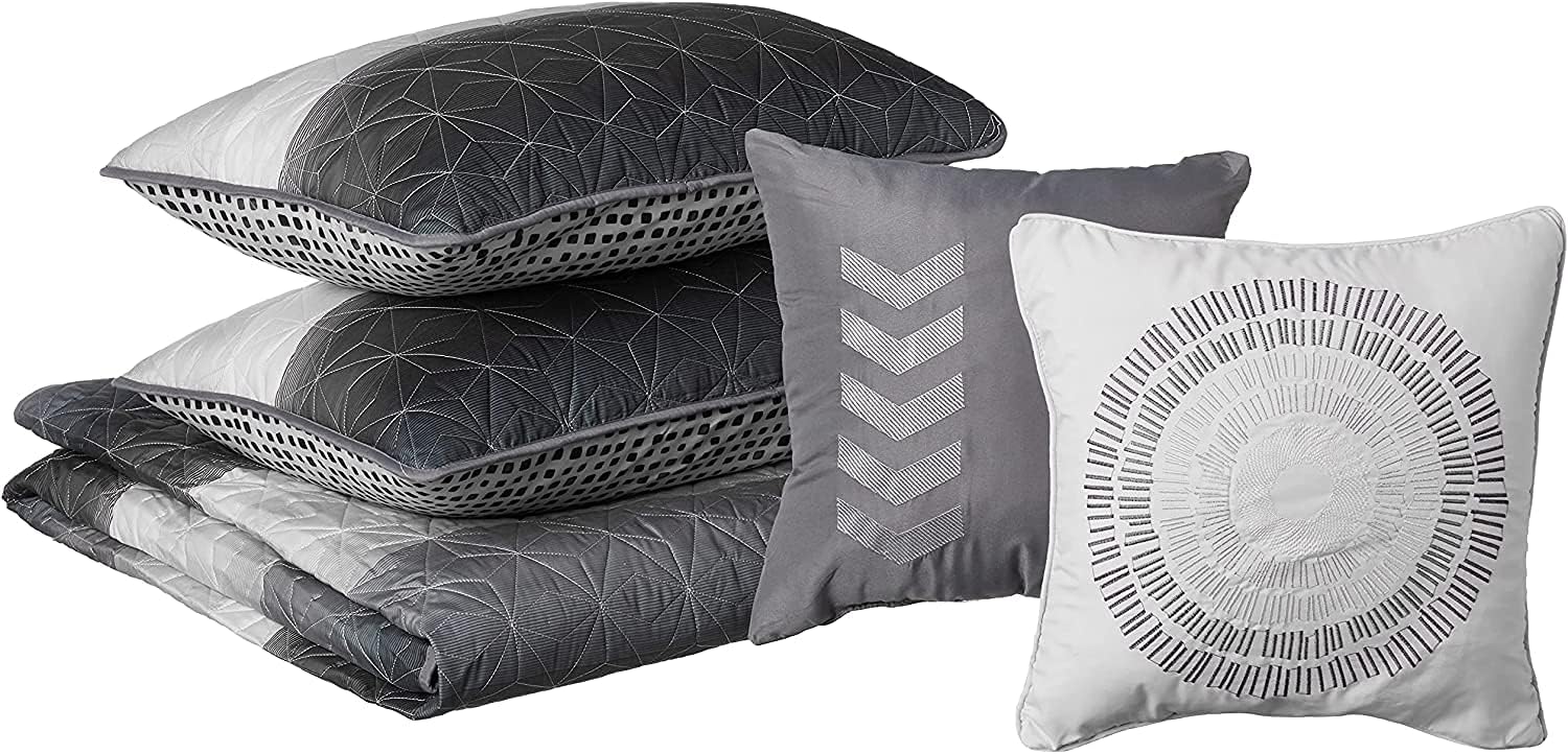 Geneva Home Fashion Avondale Manor – Juego de edredón de ciprés de 5 piezas, juego de edredón tamaño Queen, microfibra ultrasuave y ligera, juego de
