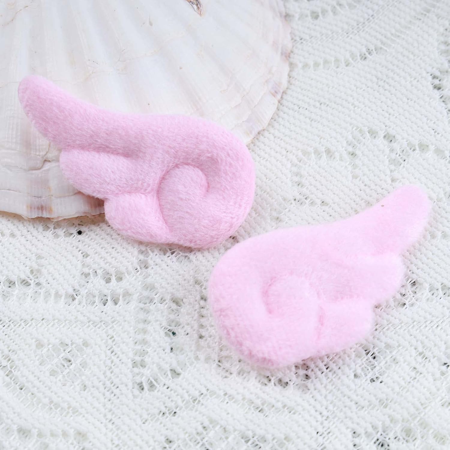 Pinzas para el pelo vintage con alas de ángel de felpa rosa, pasadores de pelo de ala de ángel de dibujos animados franceses, pinzas de pelo