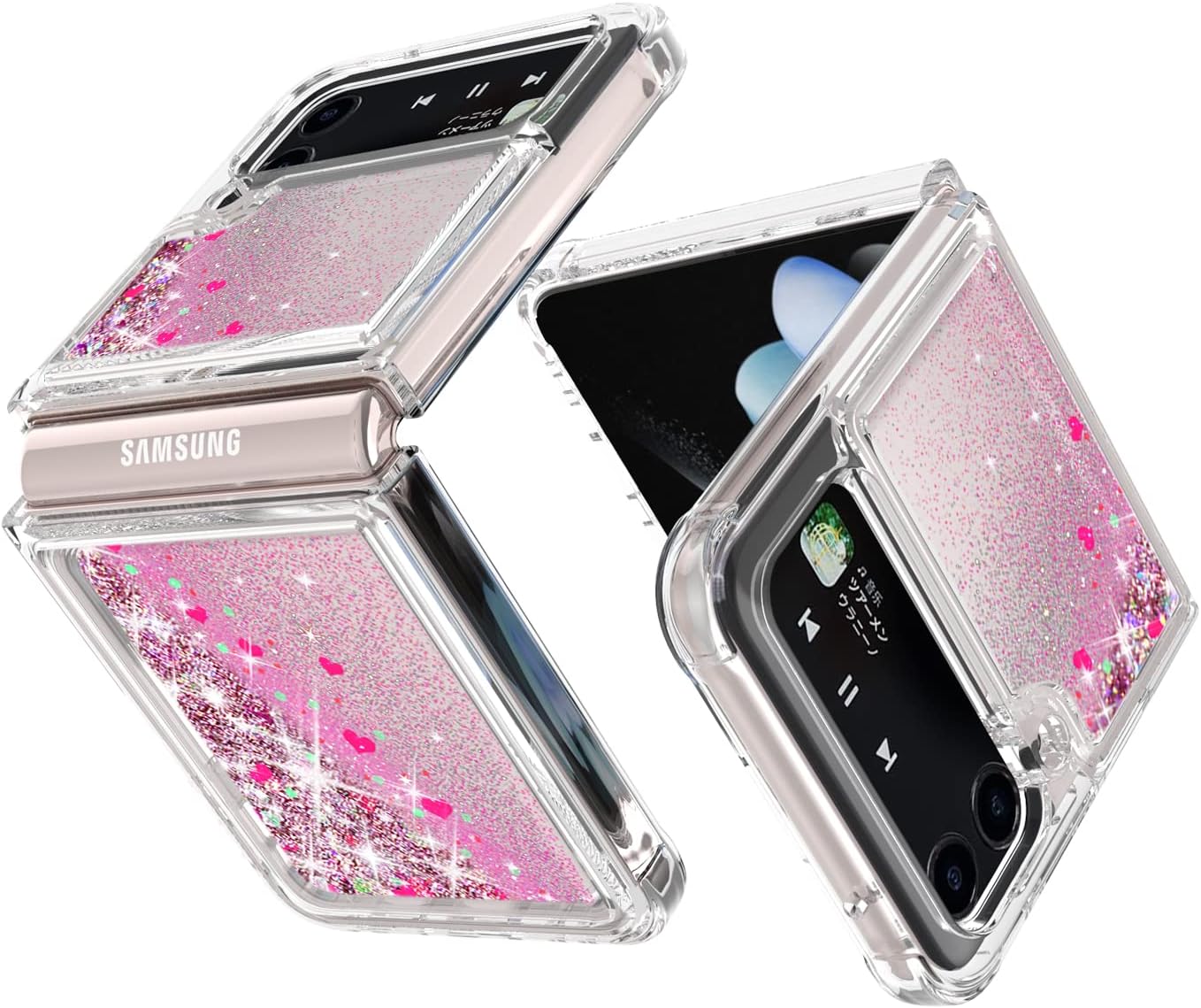 EnCases Funda para Samsung Galaxy Z Flip 4 con purpurina líquida, Galaxy Z Flip 4, funda brillante de arena movediza brillante a prueba de golpes