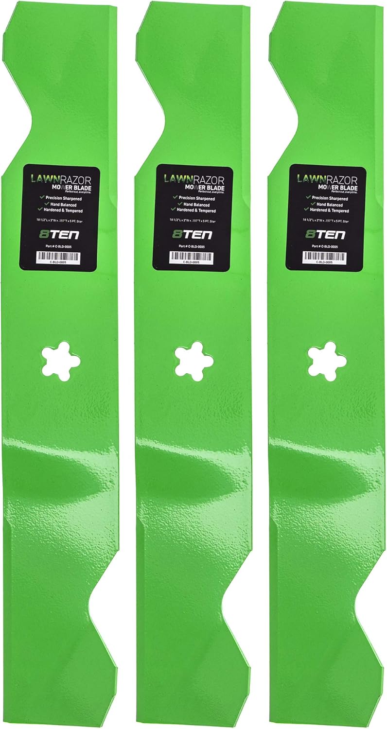 8TEN LawnRazor – Juego de cuchillas de cortacésped para Craftsman AYP 54 pulgadas cubierta 187254 187256 Husqvarna 532187254 532187256 (elevación