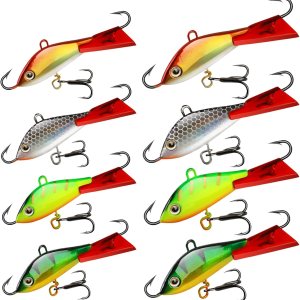 Dovesun Kit de plantillas de pesca en hielo, señuelos de pesca en hielo que brillan en la oscuridad, juego de plantillas de cebos suaves, anzuelos Dovesun Kit de plantillas de pesca en hielo, señuelos de pesca en hielo que brillan en la oscuridad, juego de plantillas de cebos suaves, anzuelos