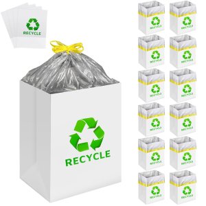 Tioncy – 12 botes de basura desechables de 13 galones con bolsa de basura, contenedores de reciclaje de cinta de doble cara, contenedores de basura Tioncy – 12 botes de basura desechables de 13 galones con bolsa de basura, contenedores de reciclaje de cinta de doble cara, contenedores de basura