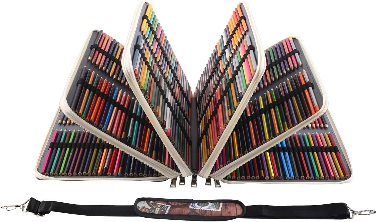 Shulaner Estuche para lápices de colores con cierre de cremallera, gran capacidad, estilo retro, con patrón de elementos, bolsa impermeable de tela