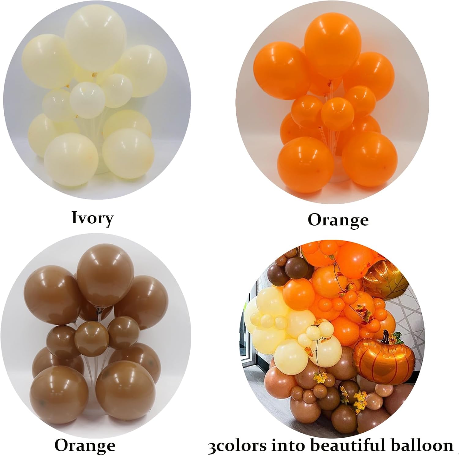FLOHUAER Kit de arco de guirnalda de globos naranjas de otoño, 142 globos naranja y marrón para decoración de fiesta de baby shower de otoño y