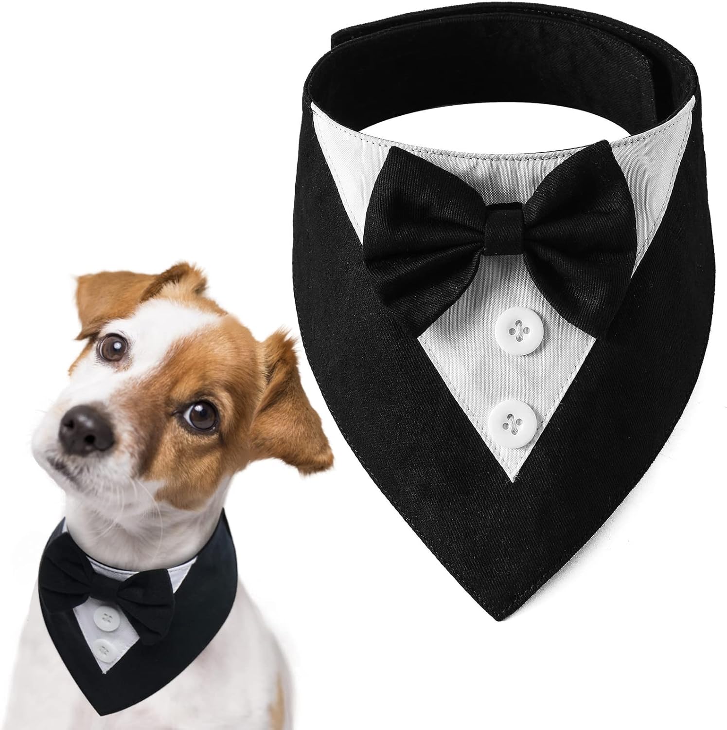 FUAMEY Esmoquin para perro, bandana formal de boda para perro, collar de perro con pajarita, disfraz de cumpleaños para perro, disfraz de cumpleaños