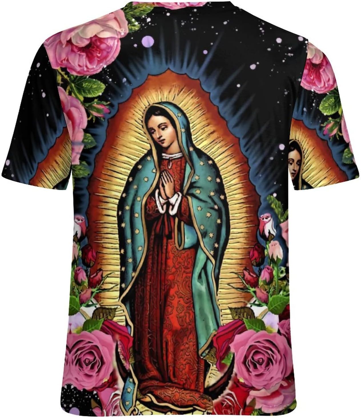 Camiseta con estampado completo para mujer Virgen María de Guadalupe