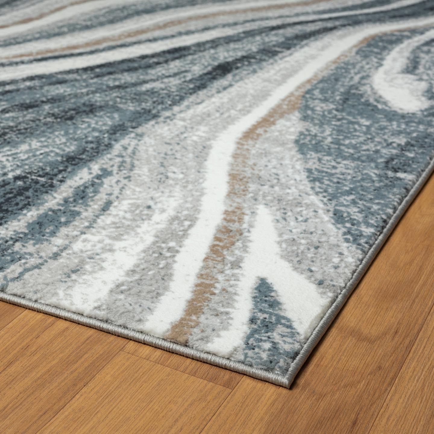 LUXE WEAVERS Alfombra de área azul 8×10 con diseño de mármol