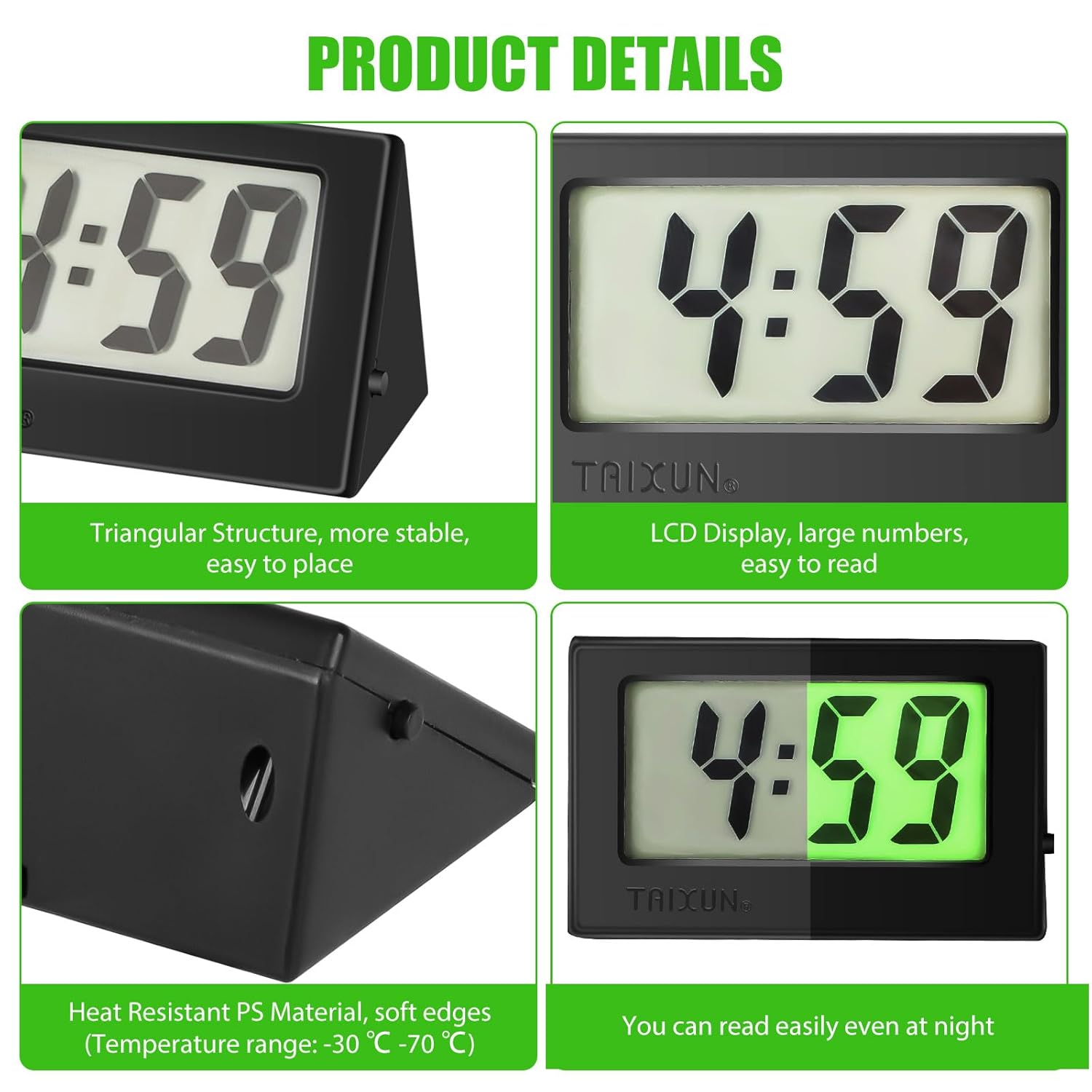 Linkstyle 2 relojes digitales para tablero de instrumentos de automóvil, mini reloj para automóvil, camión, horario, reloj digital electrónico para