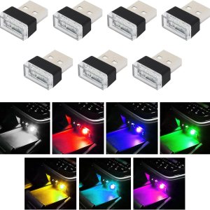 7 lámparas LED USB para el interior del automóvil, luz nocturna de decoración USB enchufable, kit de iluminación ambiental portátil, accesorios 7 lámparas LED USB para el interior del automóvil, luz nocturna de decoración USB enchufable, kit de iluminación ambiental portátil, accesorios