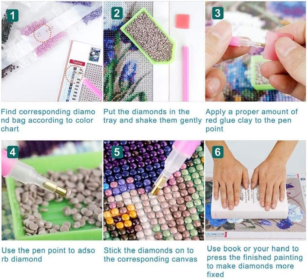 SXSJEIOU Kits de pintura de diamantes, arte de diamantes 5D de una pieza para adultos, imágenes redondas de cristal para el hogar (12 x 16 pulgadas)