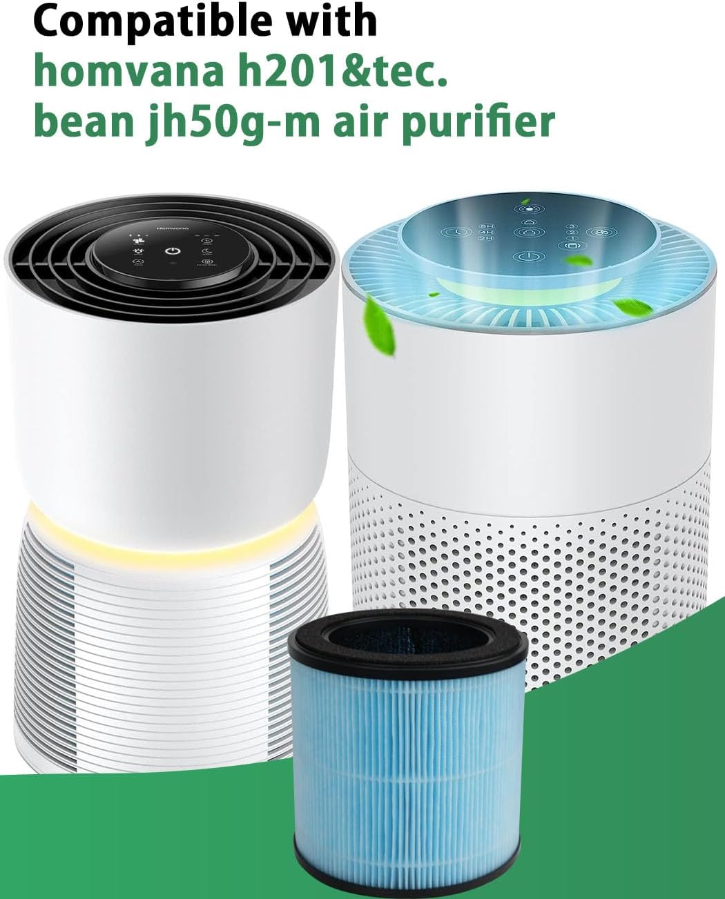 BBT BAMBOOST Filtro HEPA H201 compatible con TEC.Bean JH50G-M y Homvana H201 purificador de aire, H13 3 en 1 True HEPA y filtro de carbón activado