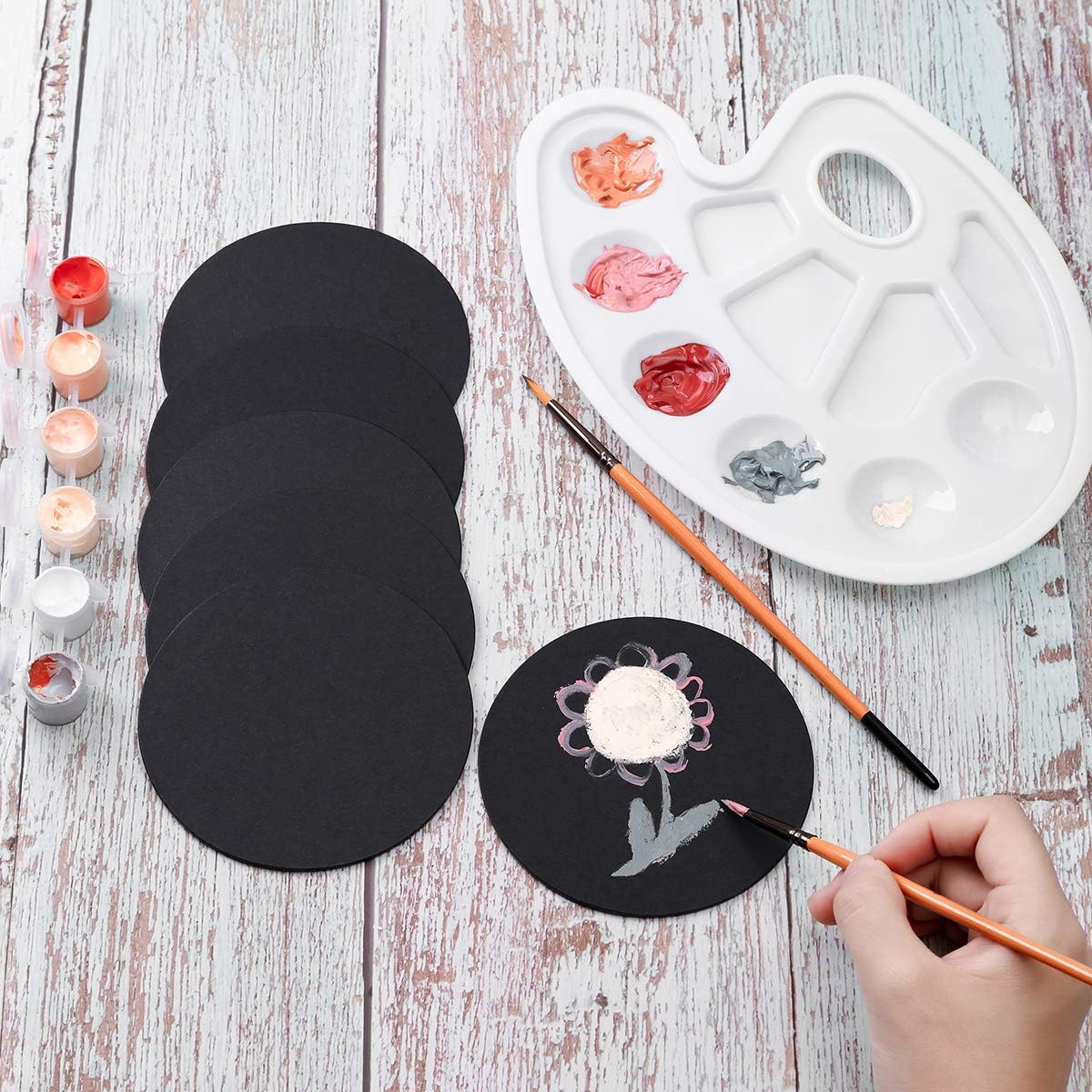 36 tarjetas redondas de papel kraft negro de 4 pulgadas, cartulina gruesa, portavasos, tarjetas de cartulina en blanco para pintura de mandala,