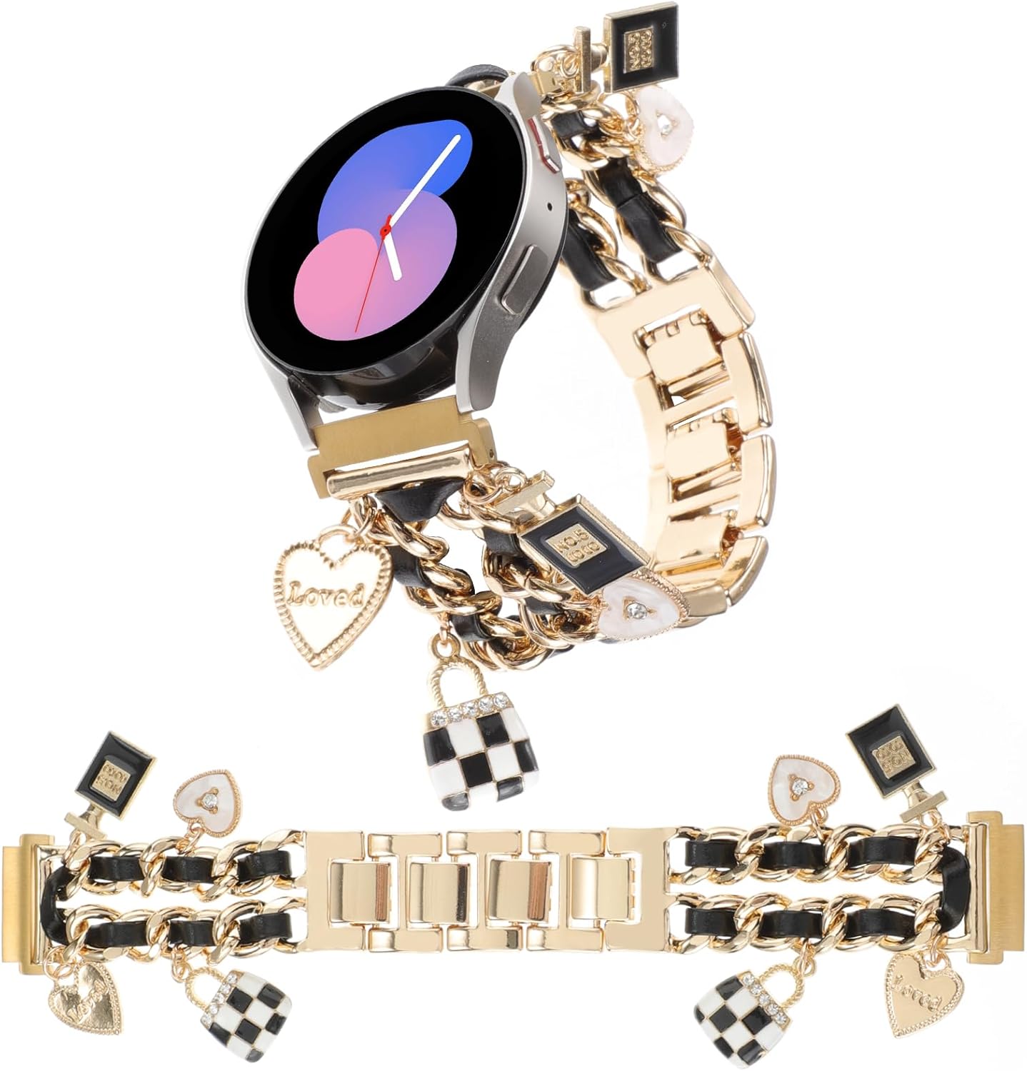 REALSIGN Elegante correa de reloj de metal de 0.787 pulgadas compatible con Samsung Galaxy Watch 6 5 4 401.732 in, Watch 4 Classic 421.811 in, Watch