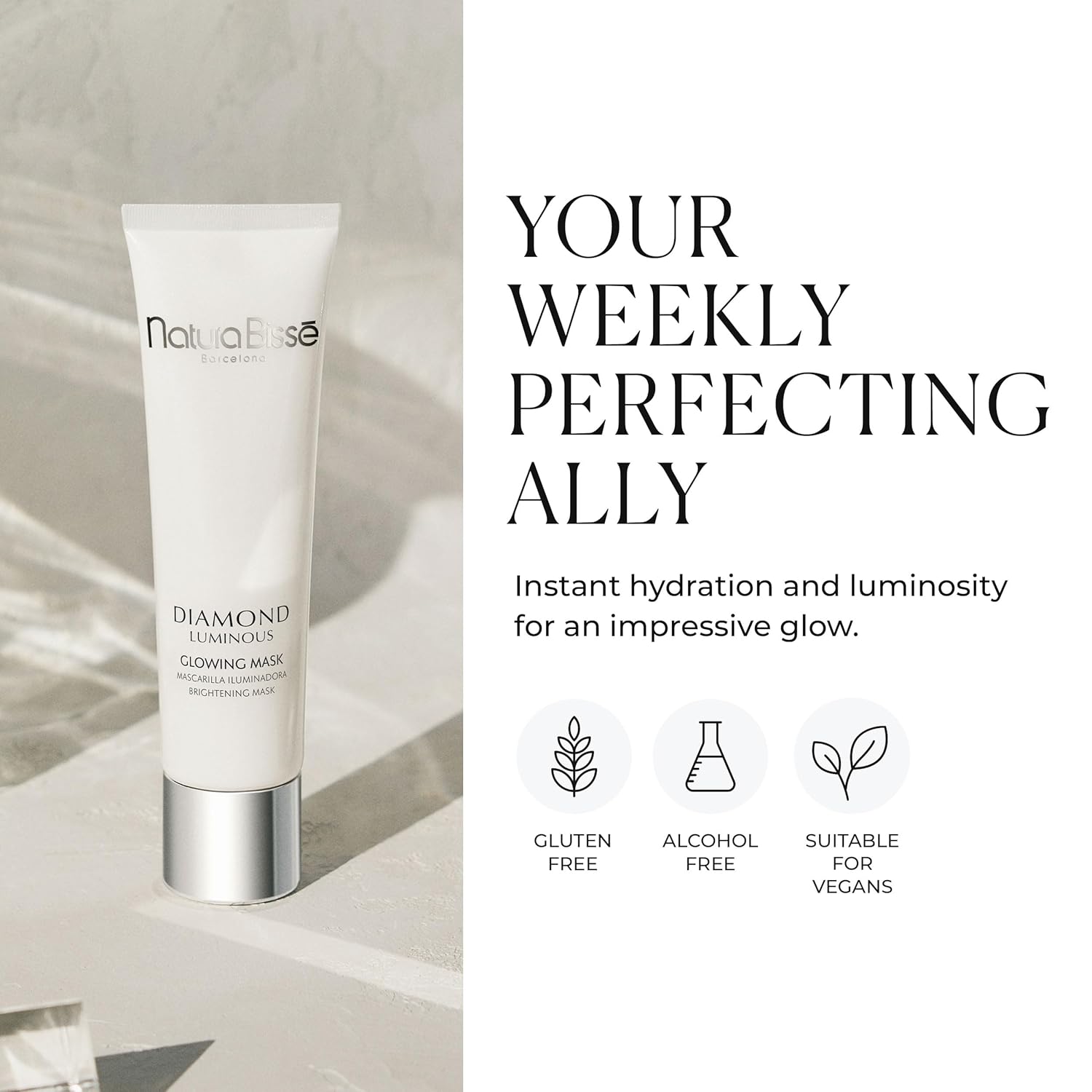 Natura Bissé Diamond Luminous Perfecting Glowing Mask – Máscara facial iluminadora hidrata, ilumina y suaviza, 3.5 onzas