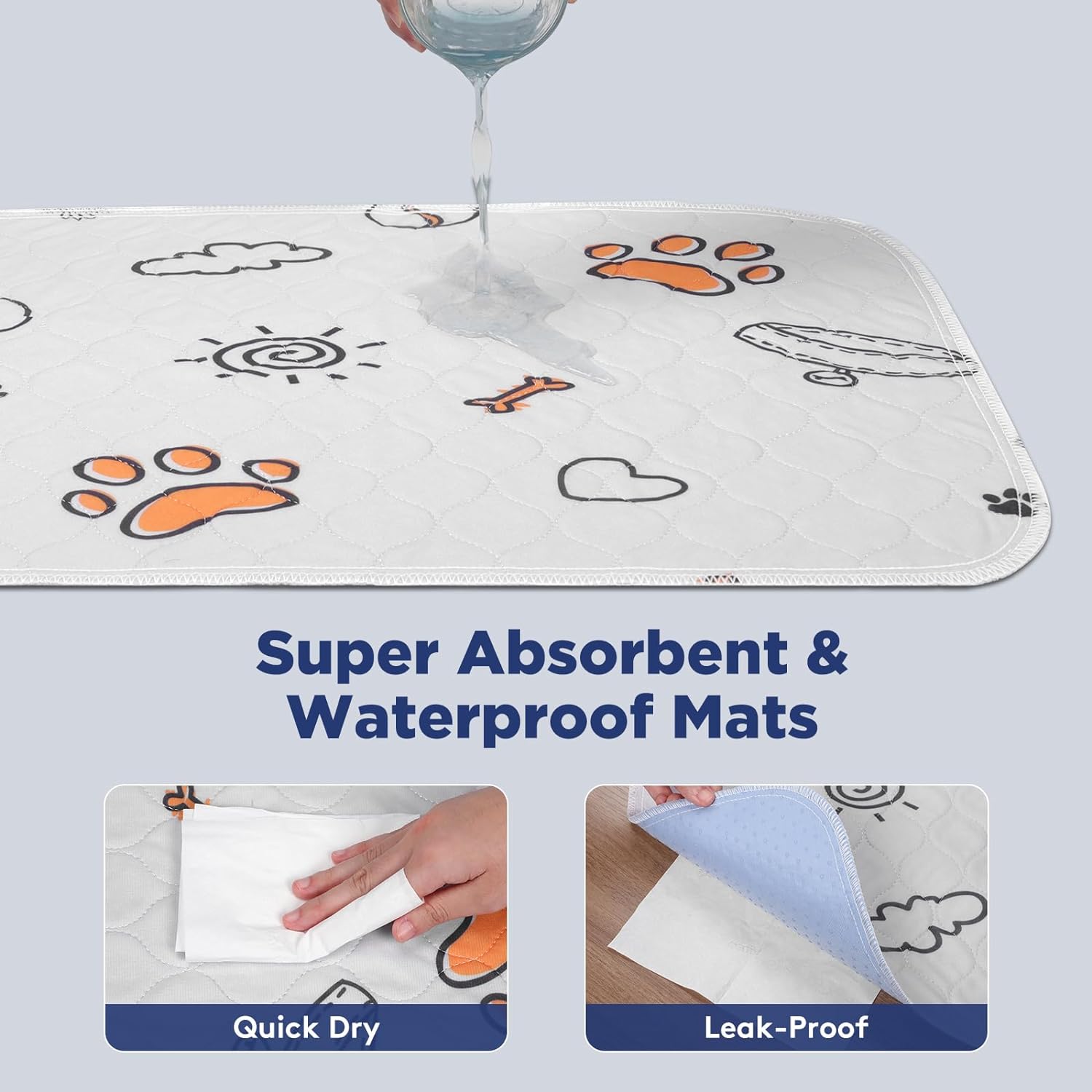 Almohadillas lavables para orina de perros, extra grandes de 60 x 48 pulgadas, súper absorbentes, reutilizables, para entrenamiento, 100%