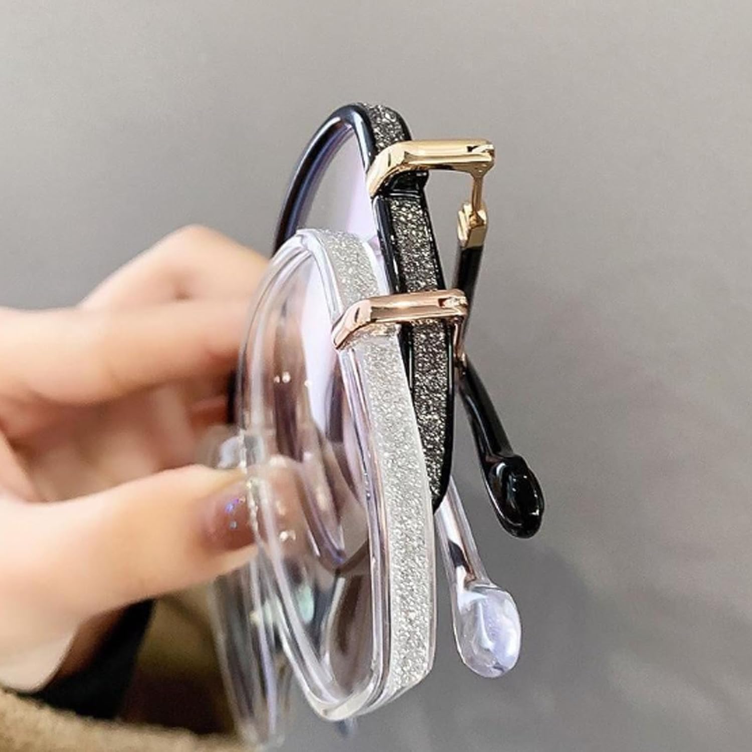 OSMARI Gafas de lectura con luz azul portátiles para mujer, lentes de lectura con diamantes sin montura para mujer, cuadrados