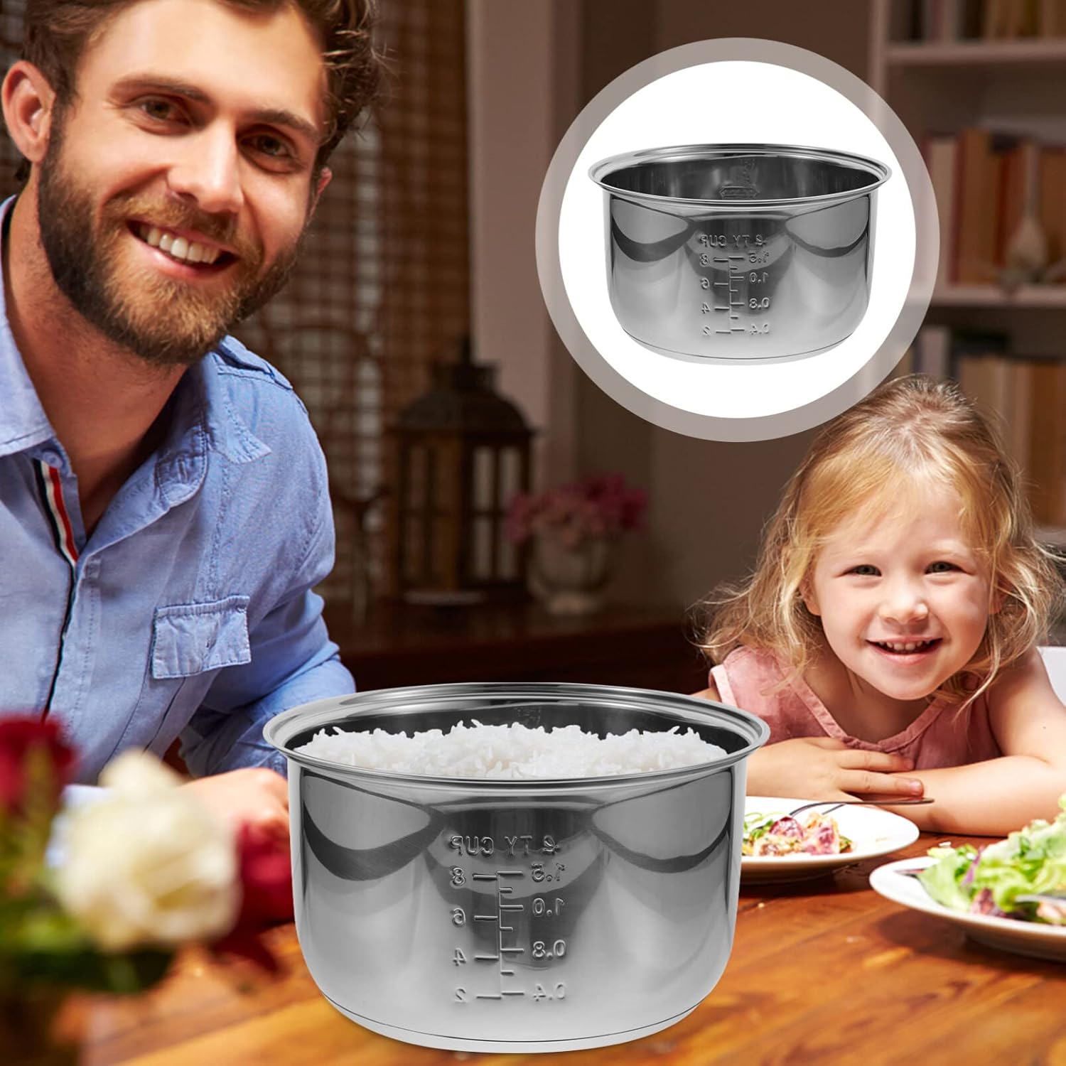 Olla de arrocera interior de repuesto de 4 L, recipiente de olla de cocción interna antiadherente para arrocera, olla de arroz, accesorios para