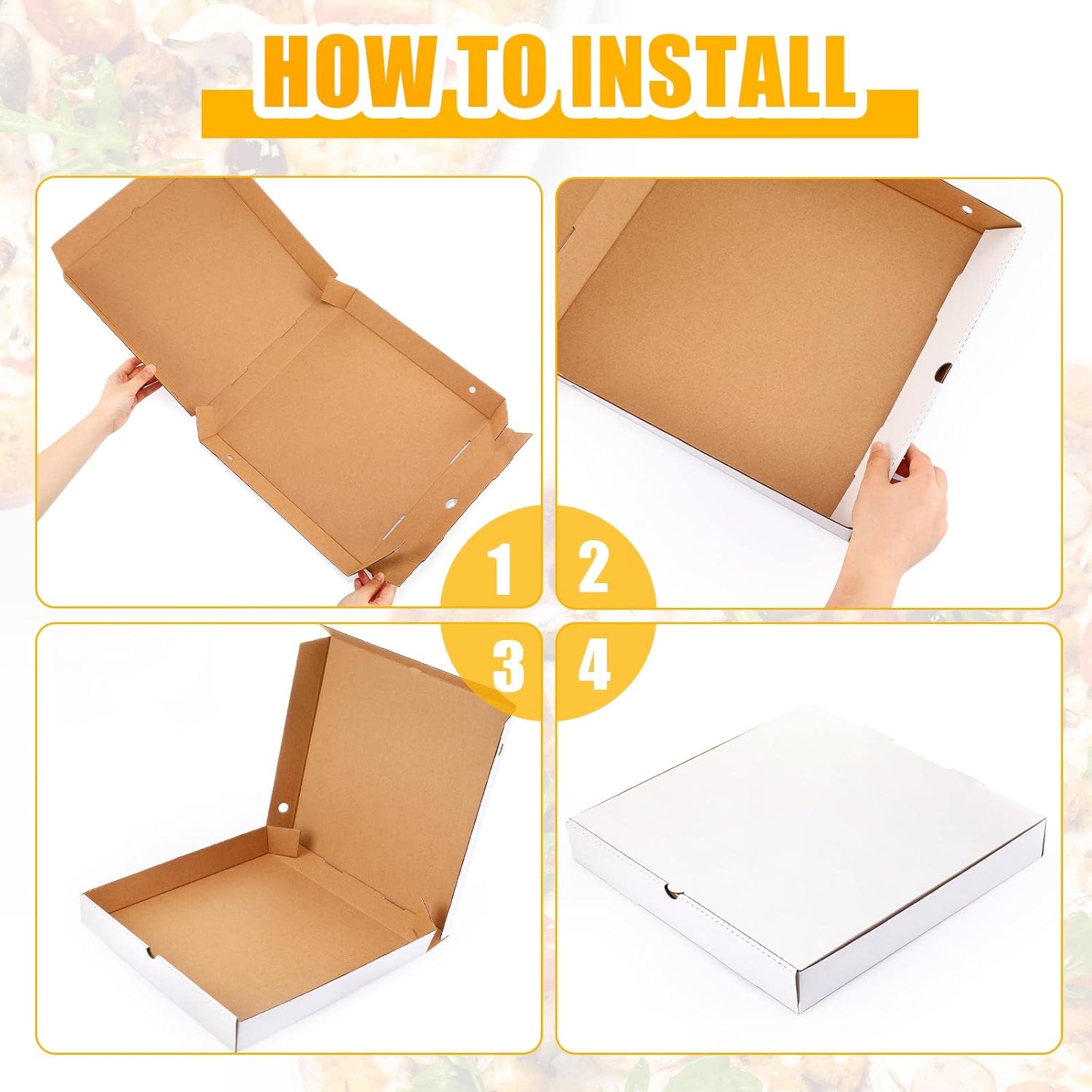 PerKoop 100 cajas de pizza de 10 x 10 pulgadas, caja de pizza vacía a granel, caja cuadrada de cartón para pizza, caja de pizza reutilizable,