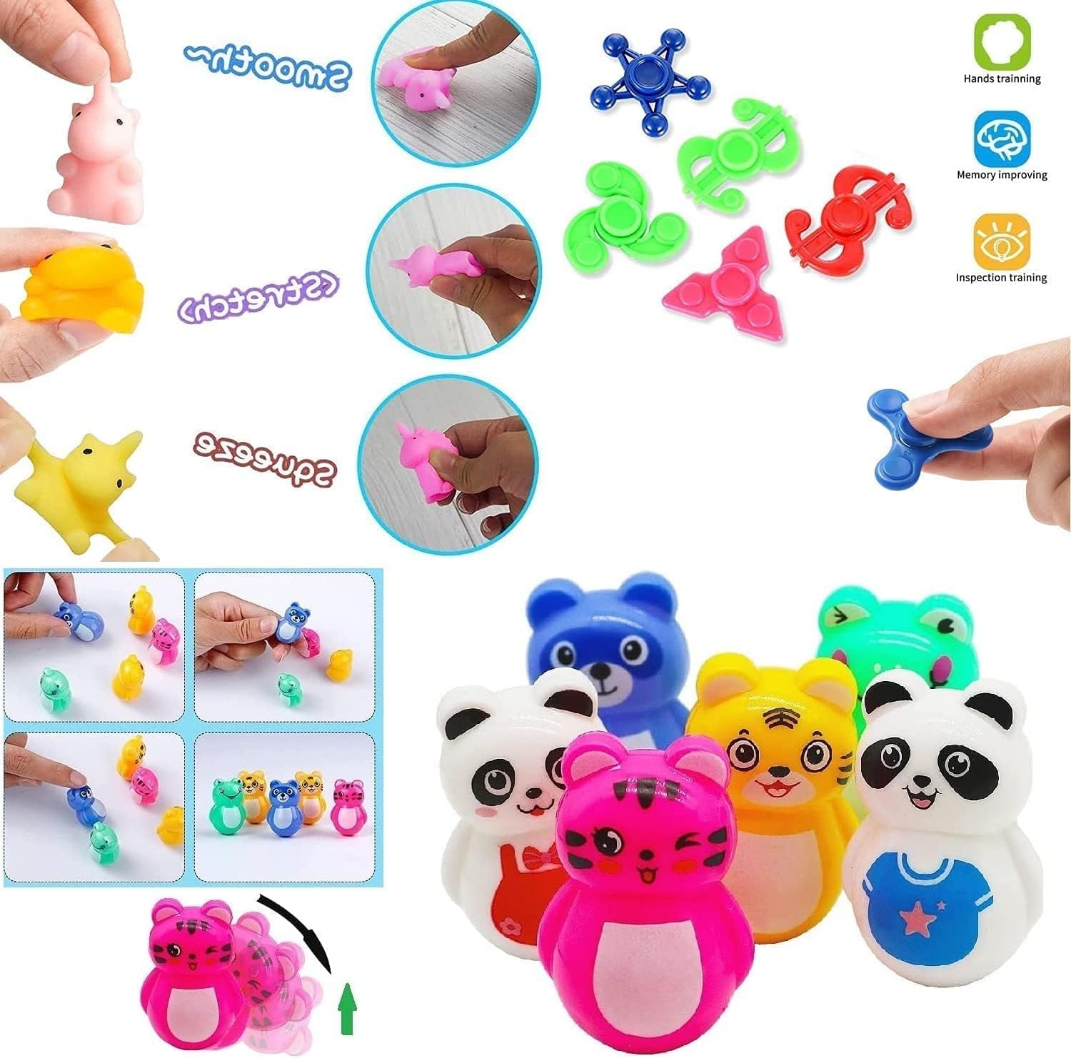 Mivanlin 62 piezas de recuerdos de fiesta pop para niños de 4 a 8 años, paquete de juguetes antiestrés, juguetes de caja del tesoro, premios de