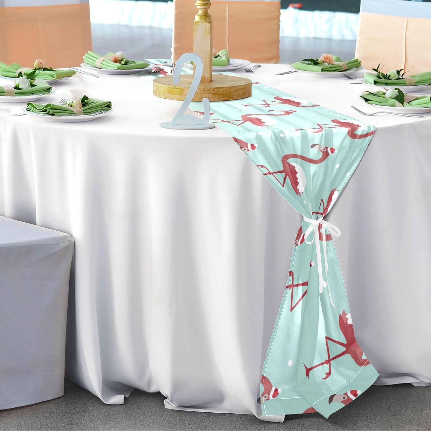 Christmas Flamingo Red Hat Table Runner Fall Table Runner for Kitchen Decorations Christmas Table Runner 120 Inches Long